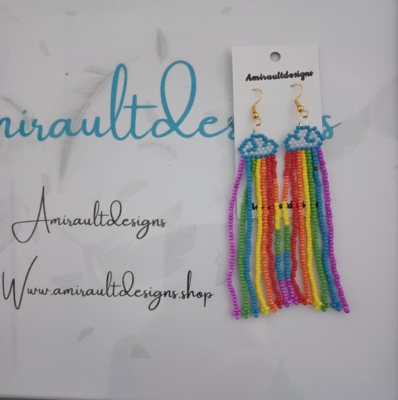 Beaded Pride cloud earrings - Picture 1 of 1